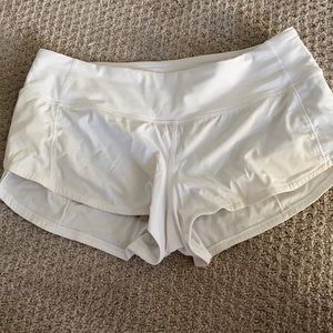 White lulu lemon speed up shorts